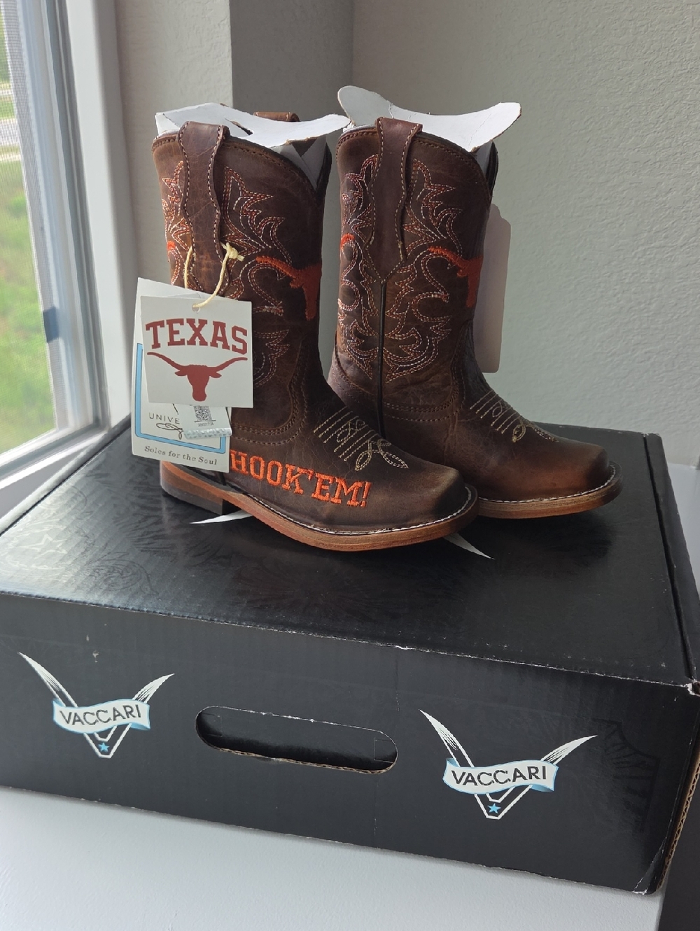 NWT Vaccari Kids' Texas Longhorns 'Hook 'Em' Cowboy Boots